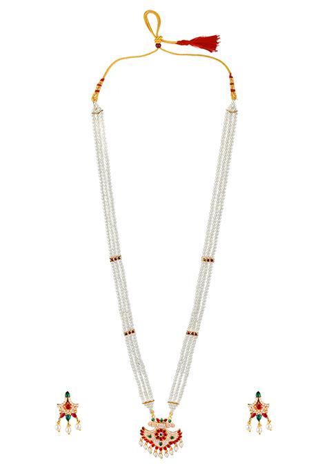 Gold Plated Triple Layered Bead Necklace Set