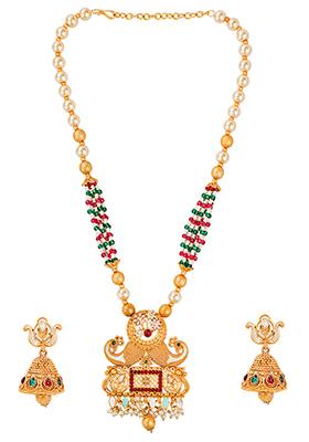 Gold Plated Rajwadi Peacock Design Necklace Set