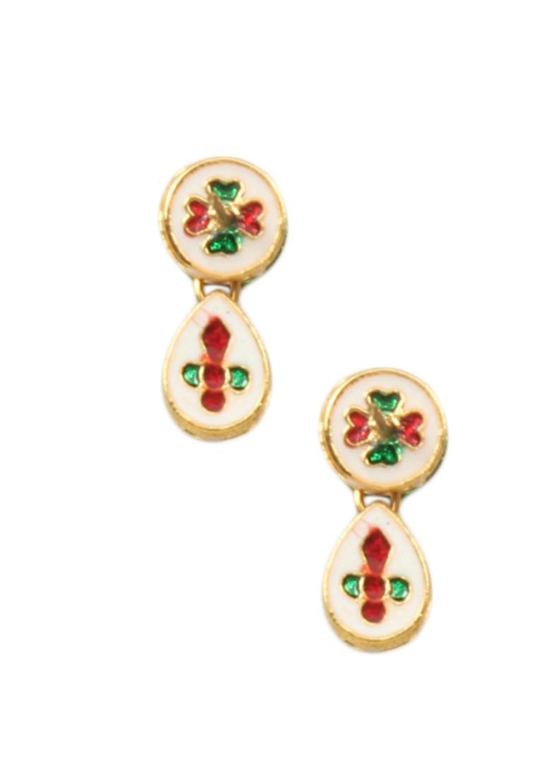 White Gold Tone Kundan Necklace And Earrings Set