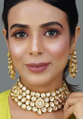 Silver Handcrafted Kundan Necklace Set