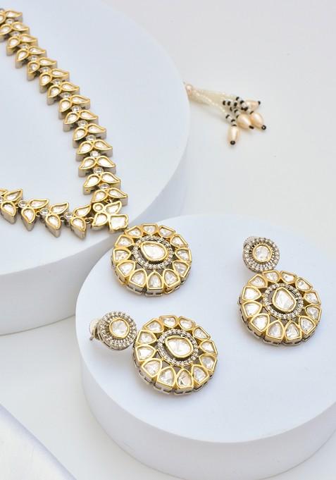 Gold Tone Polki Necklace Set