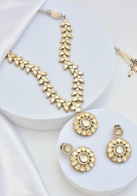 Gold Tone Polki Necklace Set