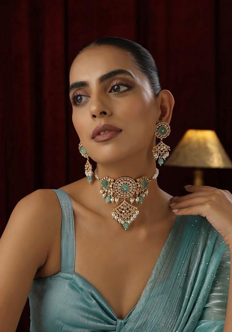 Mint Polki Choker Necklace Set