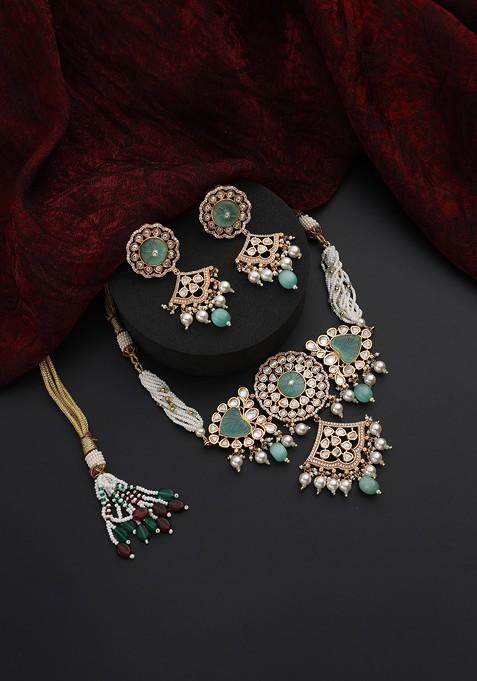 Mint Polki Choker Necklace Set