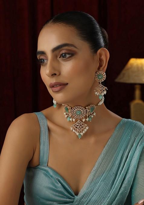 Mint Polki Choker Necklace Set