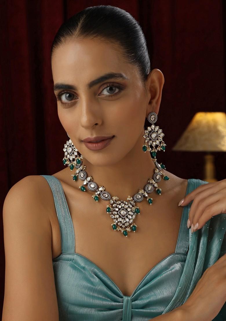 Green Polki Necklace Set