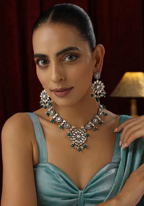 Green Polki Necklace Set