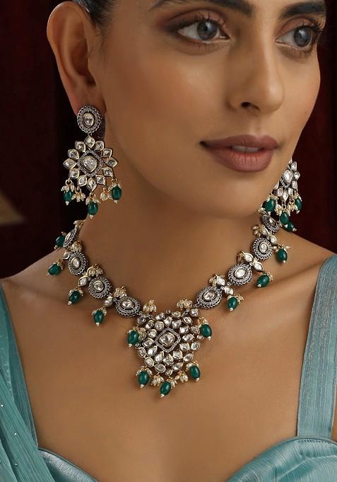 Green Polki Necklace Set