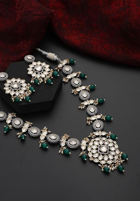 Green Polki Necklace Set