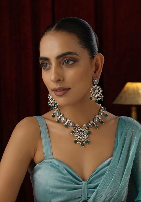 Green Polki Necklace Set