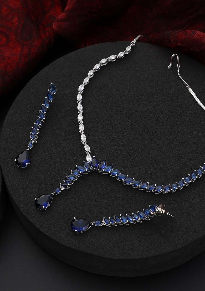 Blue Zirconia Necklace Set - Indya