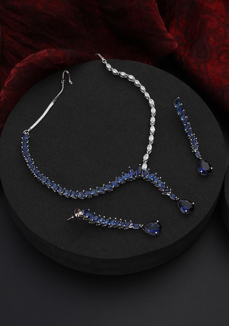 Blue Zirconia Necklace Set - Indya