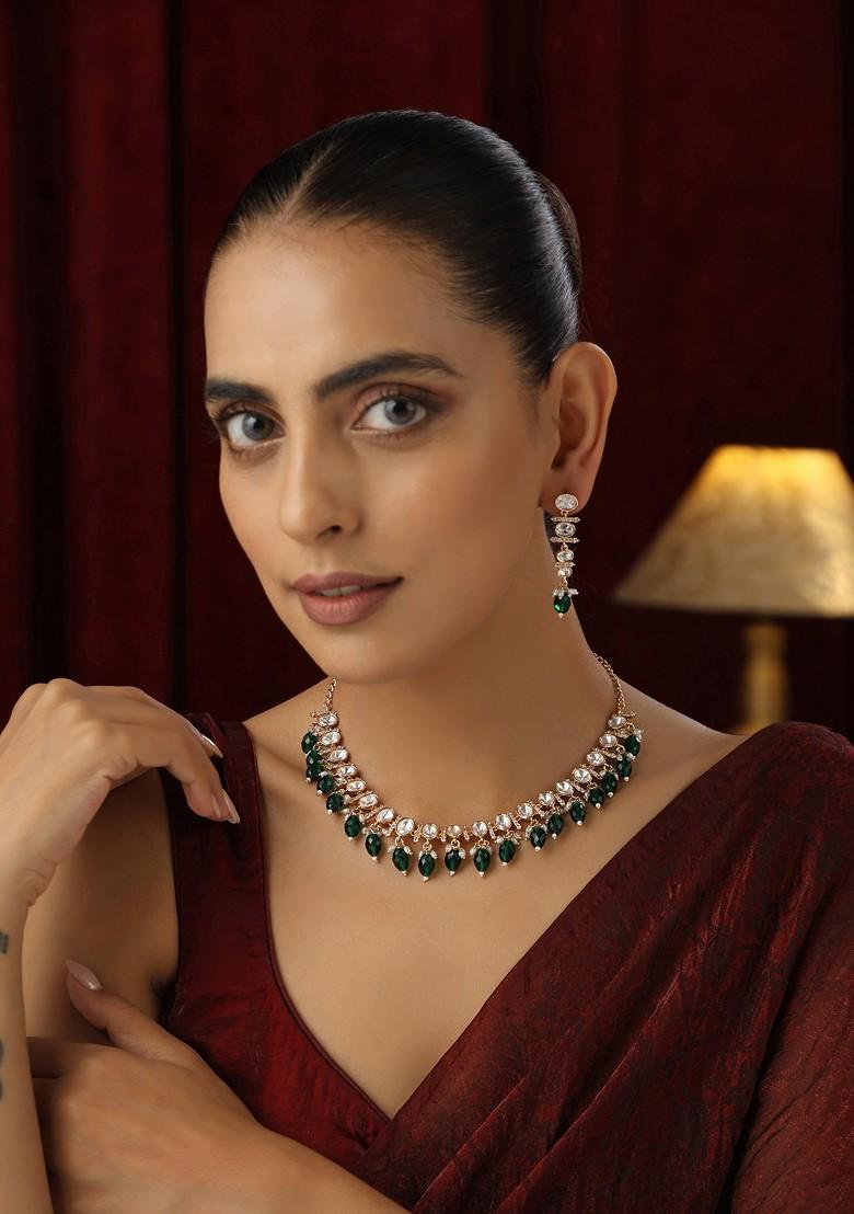 Green Polki Necklace Set