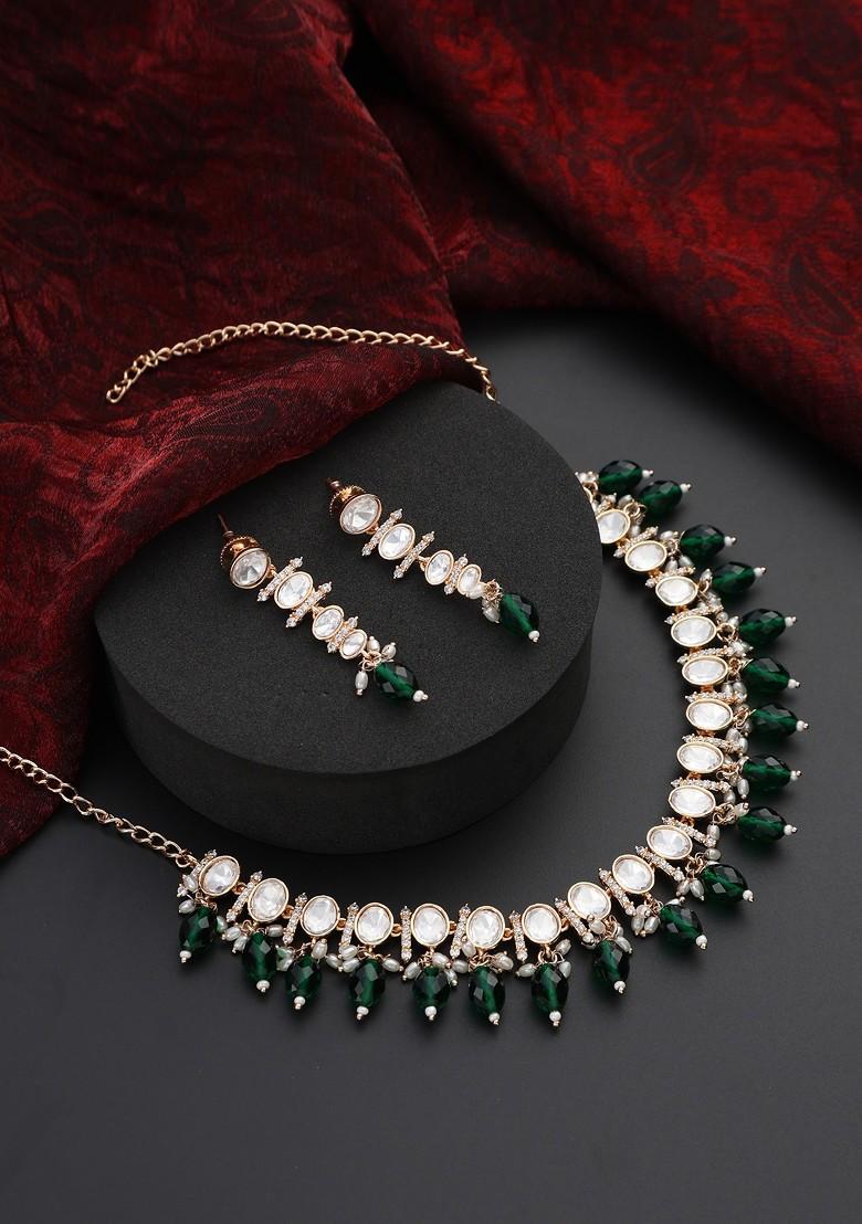 Green Polki Necklace Set