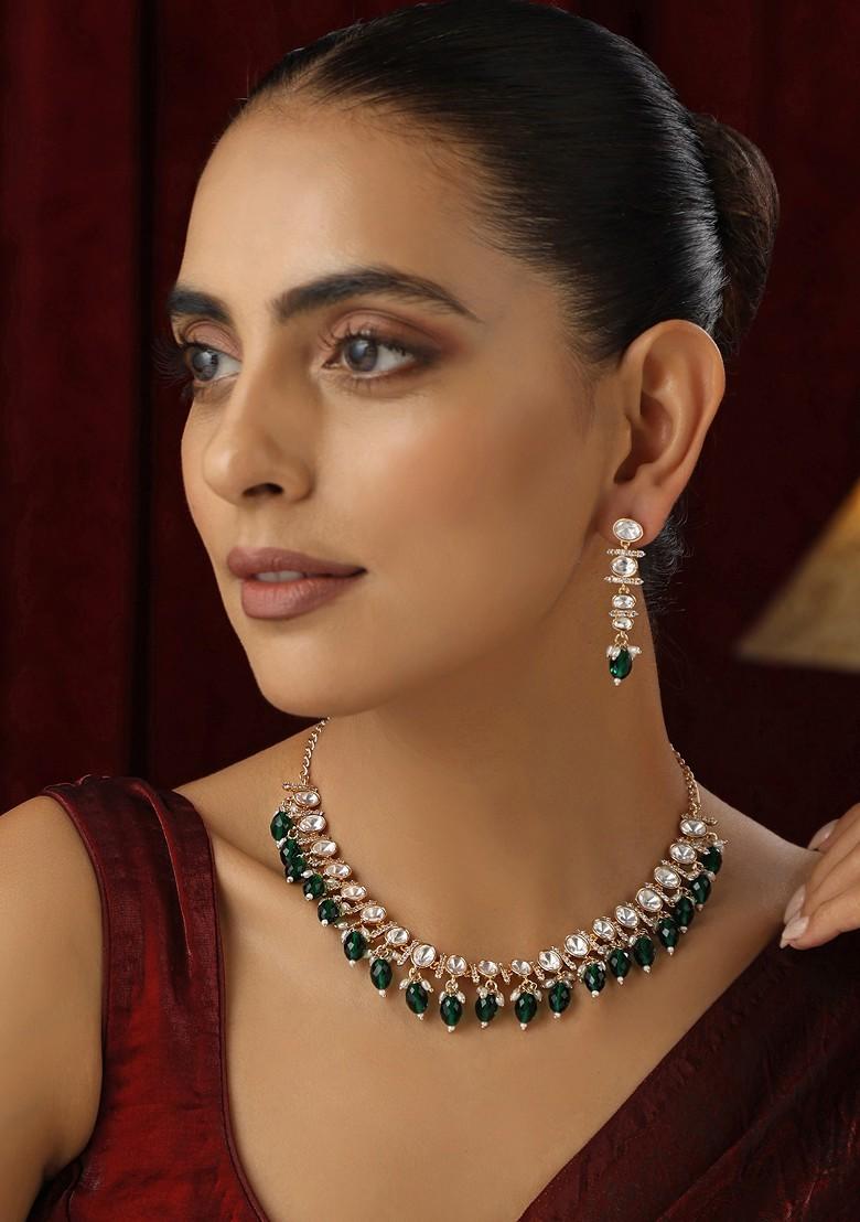 Green Polki Necklace Set