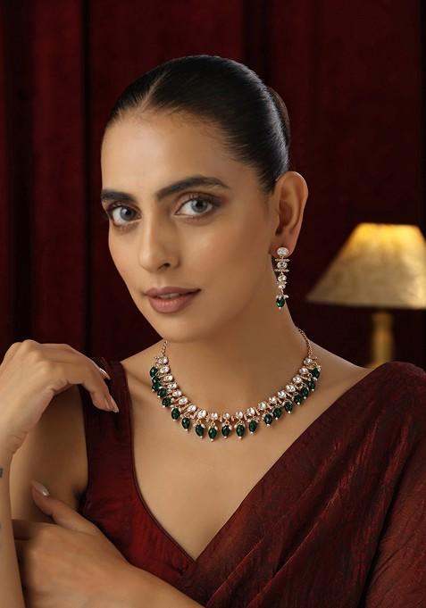 Green Polki Necklace Set