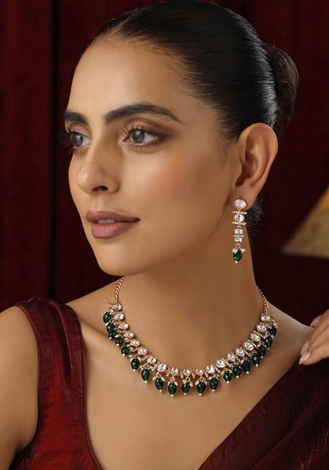 Green Polki Necklace Set