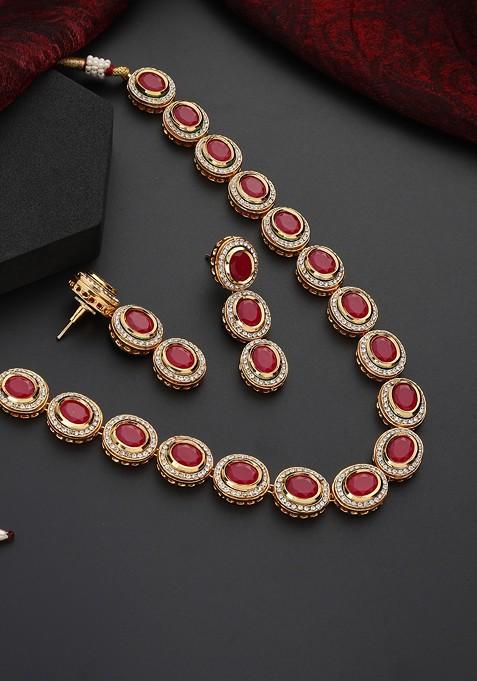 Red Kundan Necklace Set