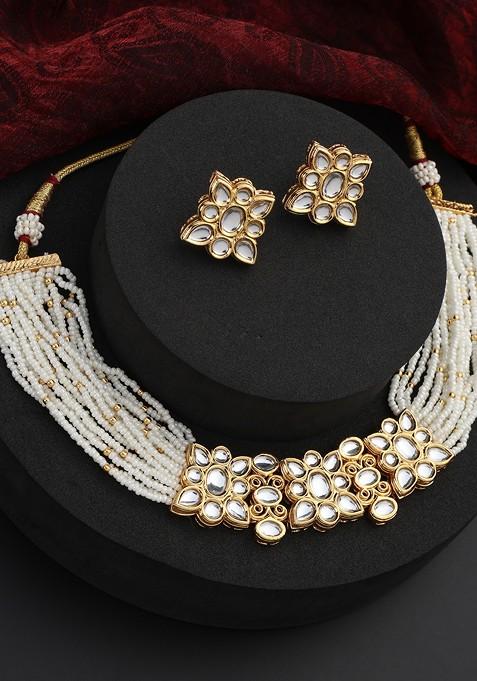 White Kundan Choker Necklace Set