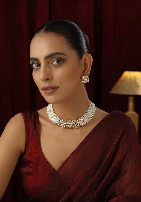 White Kundan Choker Necklace Set