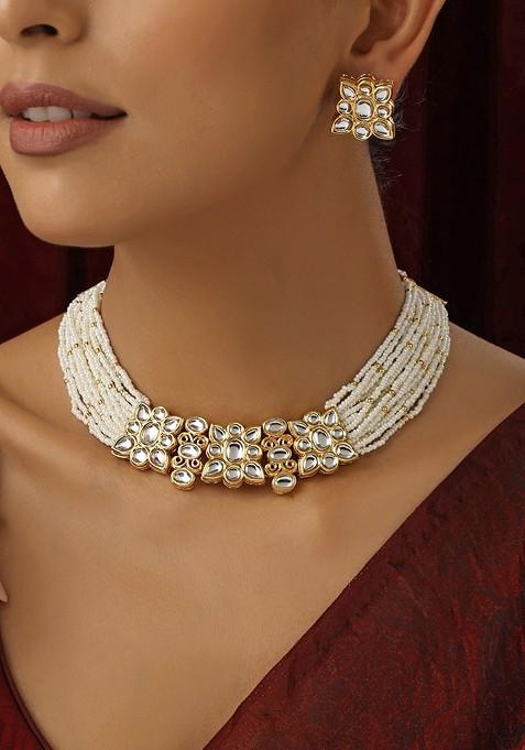 White Kundan Choker Necklace Set