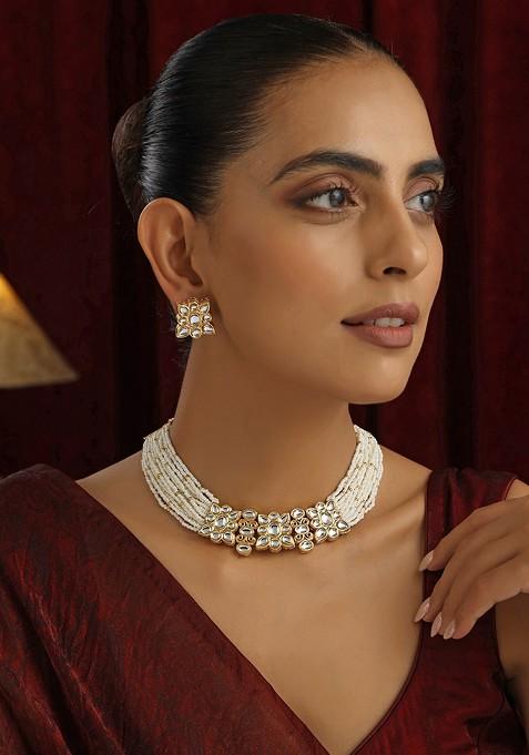 White Kundan Choker Necklace Set