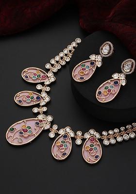 Pink Polki Necklace Set