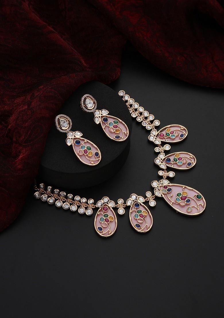 Pink Polki Necklace Set