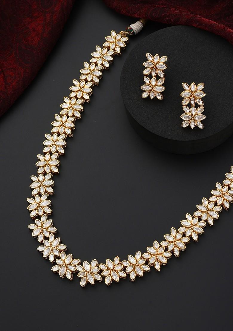 Gold Polki Long Necklace Set
