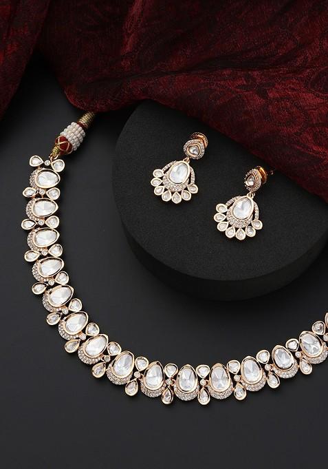 Rose Gold Polki Choker Necklace Set