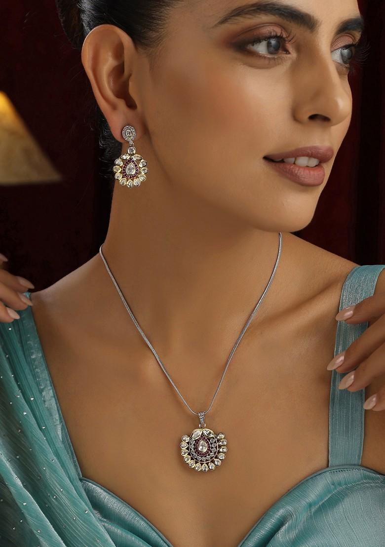 Ruby Polki Pendant Necklace Set