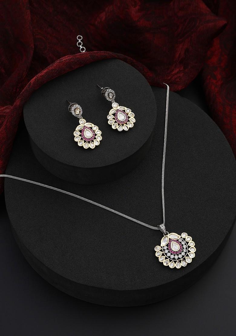 Ruby Polki Pendant Necklace Set