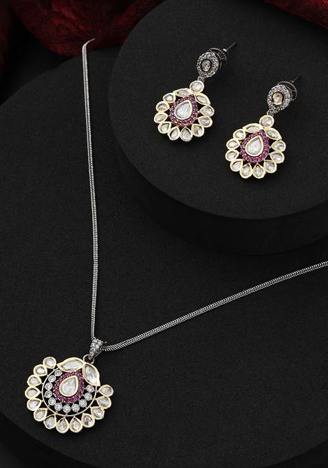 Ruby Polki Pendant Necklace Set