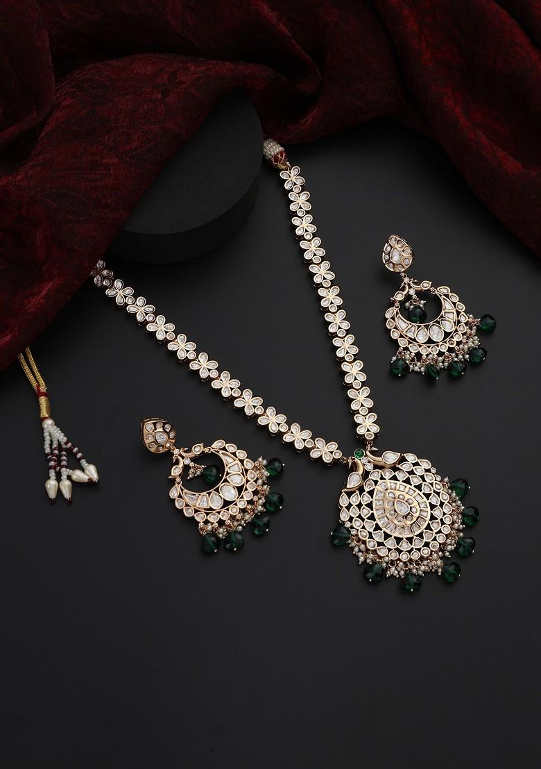 Green Polki Pendant Necklace Set