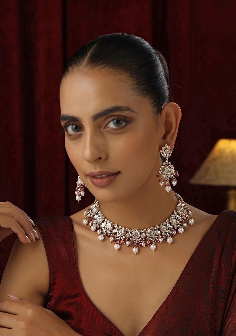 Red Polki Necklace Set