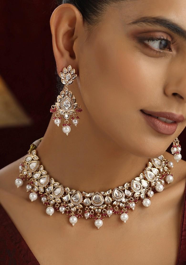 Red Polki Necklace Set