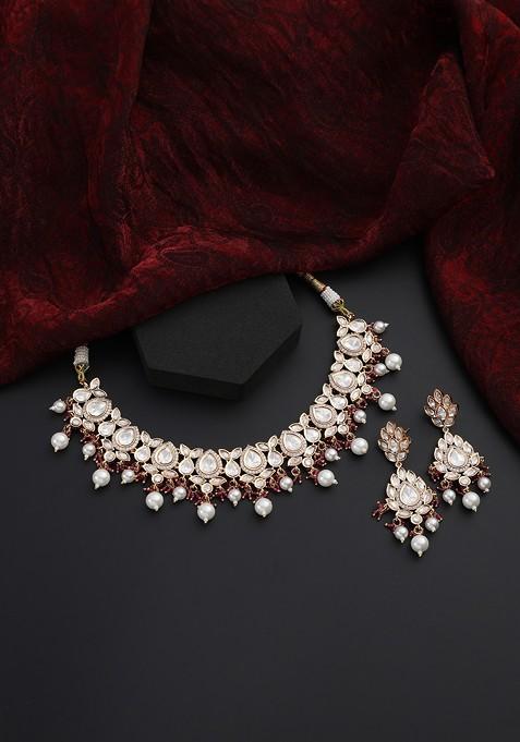 Red Polki Necklace Set