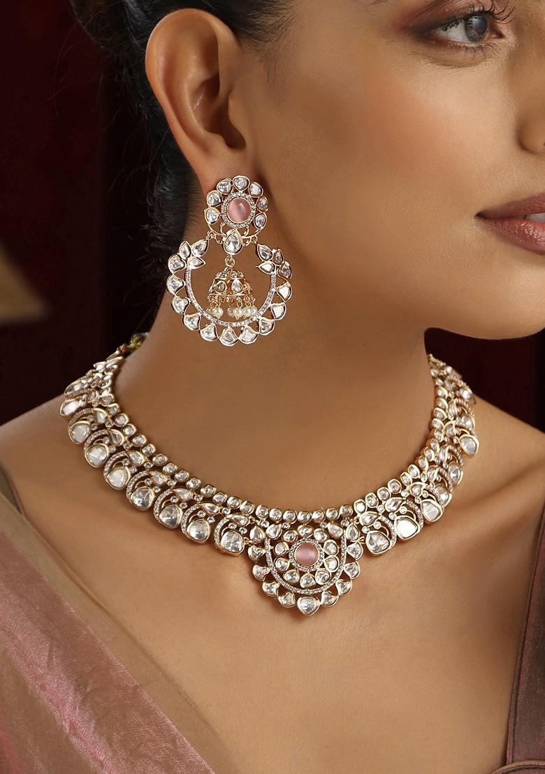 Pink Polki Necklace Set