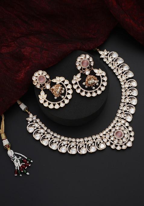 Pink Polki Necklace Set