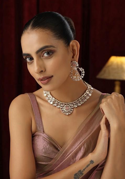 Pink Polki Necklace Set