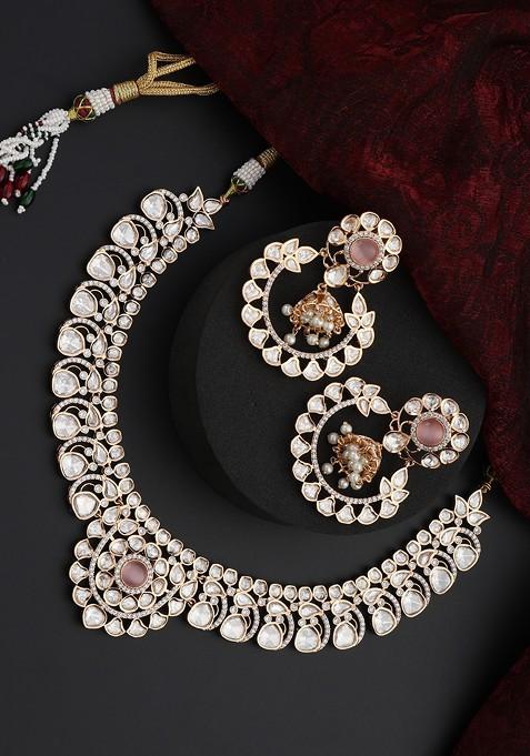 Pink Polki Necklace Set