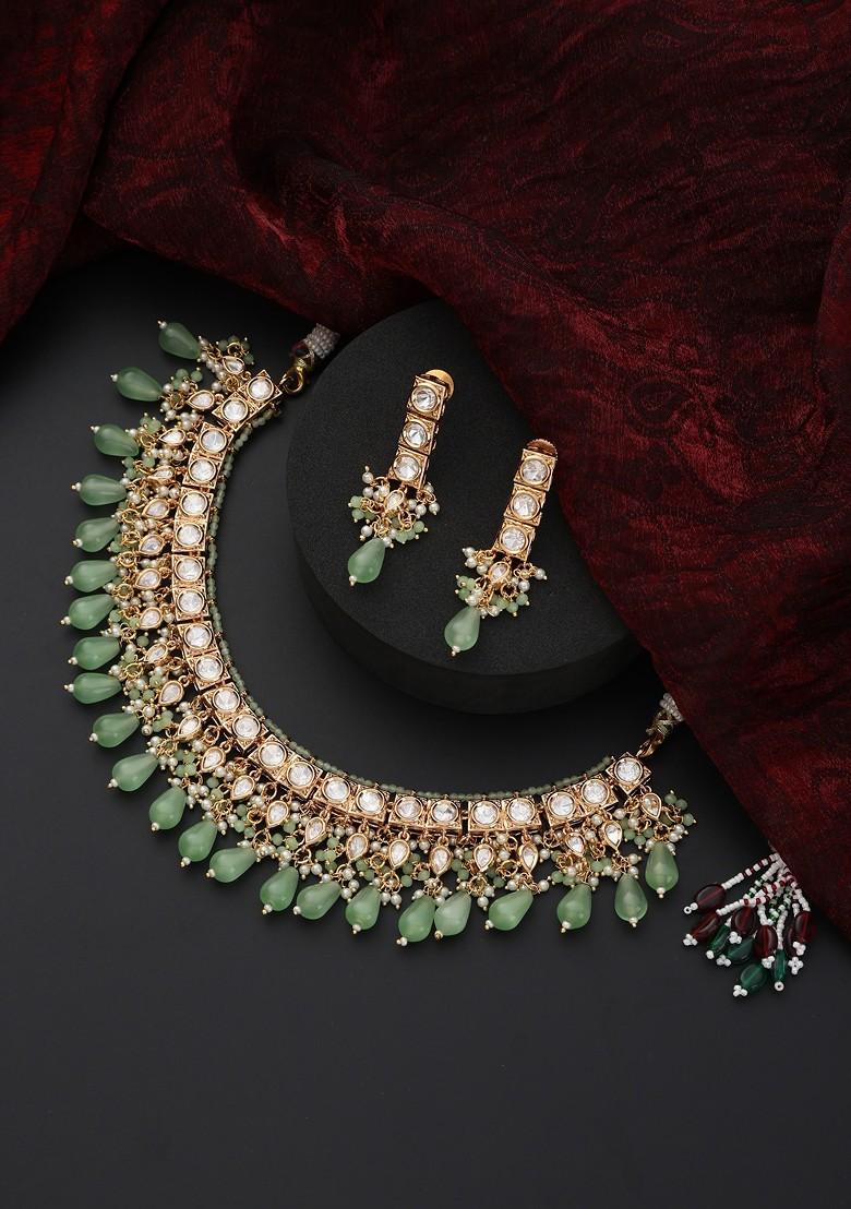 Green Polki Necklace Set
