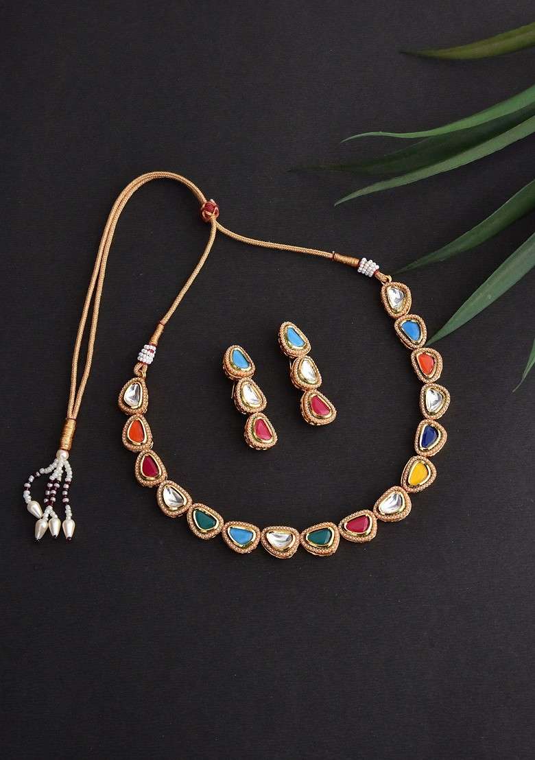 Multicolour Gold Tone Necklace Set - Indya