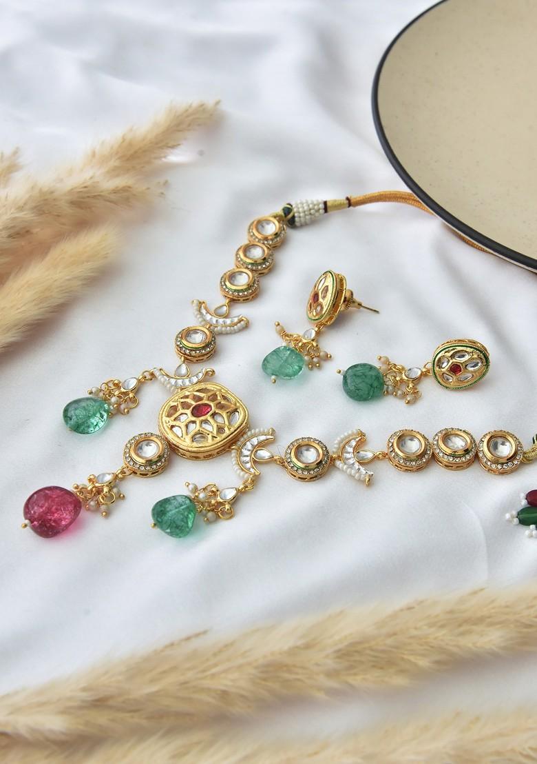 Multicolour Kundan Necklace Set