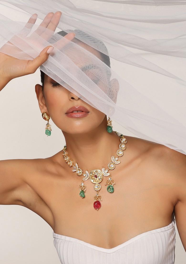 Multicolour Kundan Necklace Set