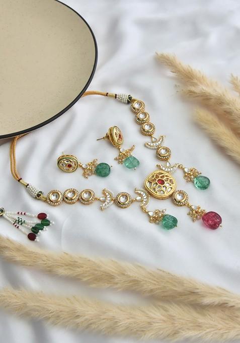 Multicolour Kundan Necklace Set