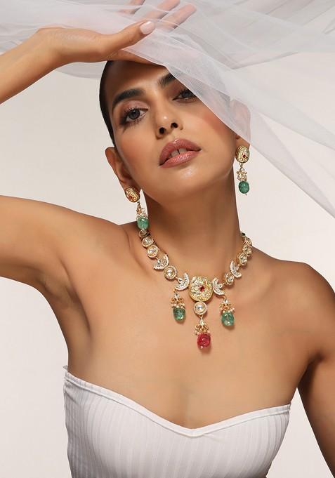 Multicolour Kundan Necklace Set