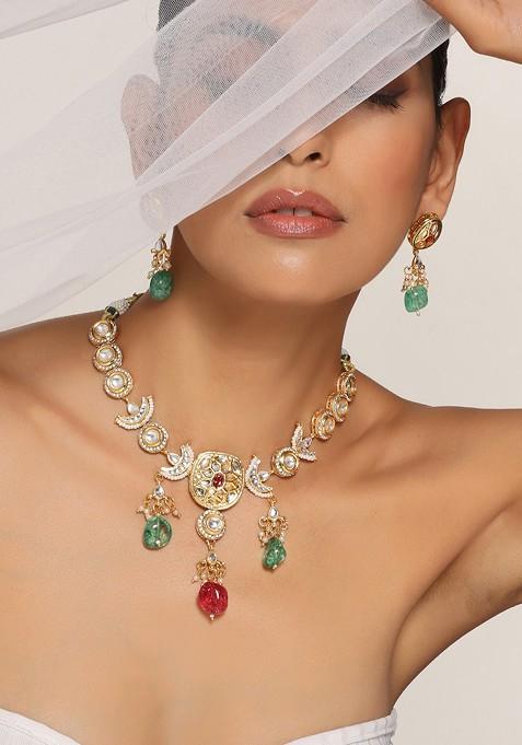 Multicolour Kundan Necklace Set