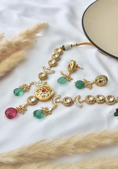 Multicolour Kundan Necklace Set