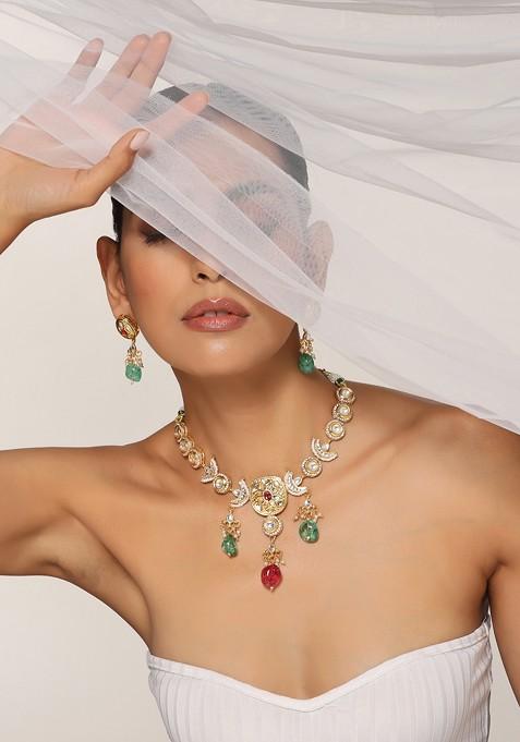 Multicolour Kundan Necklace Set
